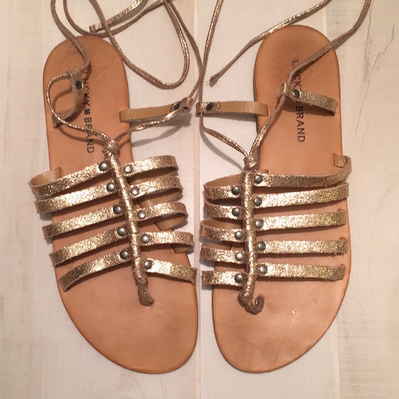 Lucky Brand Shoes - Lucky Brand Colette Gold Gladiator Sandals Sz 8.5
